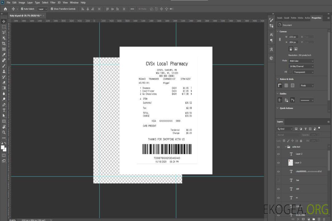 Reçu de paiement CVSx LOCAL PHARMACY template